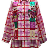 Pink & Red Plaid Metallic Nutcracker Top | Queen Of Sparkles