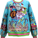 Aqua Vintage Santa Gingerbread House Sweatshirt | Queen Of Sparkles