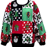 Multi Colorblock Polka Dot Christmas Icon Sweatshirt | Queen Of Sparkles