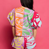 Colorblock Abstract Cotton Short | Queen Of Sparkles