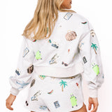 Grey Multi Travel Icon Sweatshirt | Queen Of Sparkles
