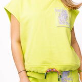 Lime Green QOS Card Logo Tank With Multi Drawstring | Queen Of Sparkles