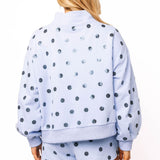 Pale Blue Polka Dot QOS Card Logo Mock Neck Sweatshirt | Queen Of Sparkles