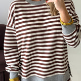 Weekend Stripe Sweatshirt | Brown Heather
