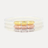 BuDhaGirl Three Queens All Weather Bangles® (Set of 3) | White Pearl