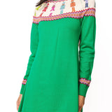 Green Multi Rainbow Nutcracker Knit Dress | Queen Of Sparkles