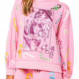 Pink Multi Candy Cane QOS Card Logo Mock Neck Sweatshirt | Queen Of Sparkles