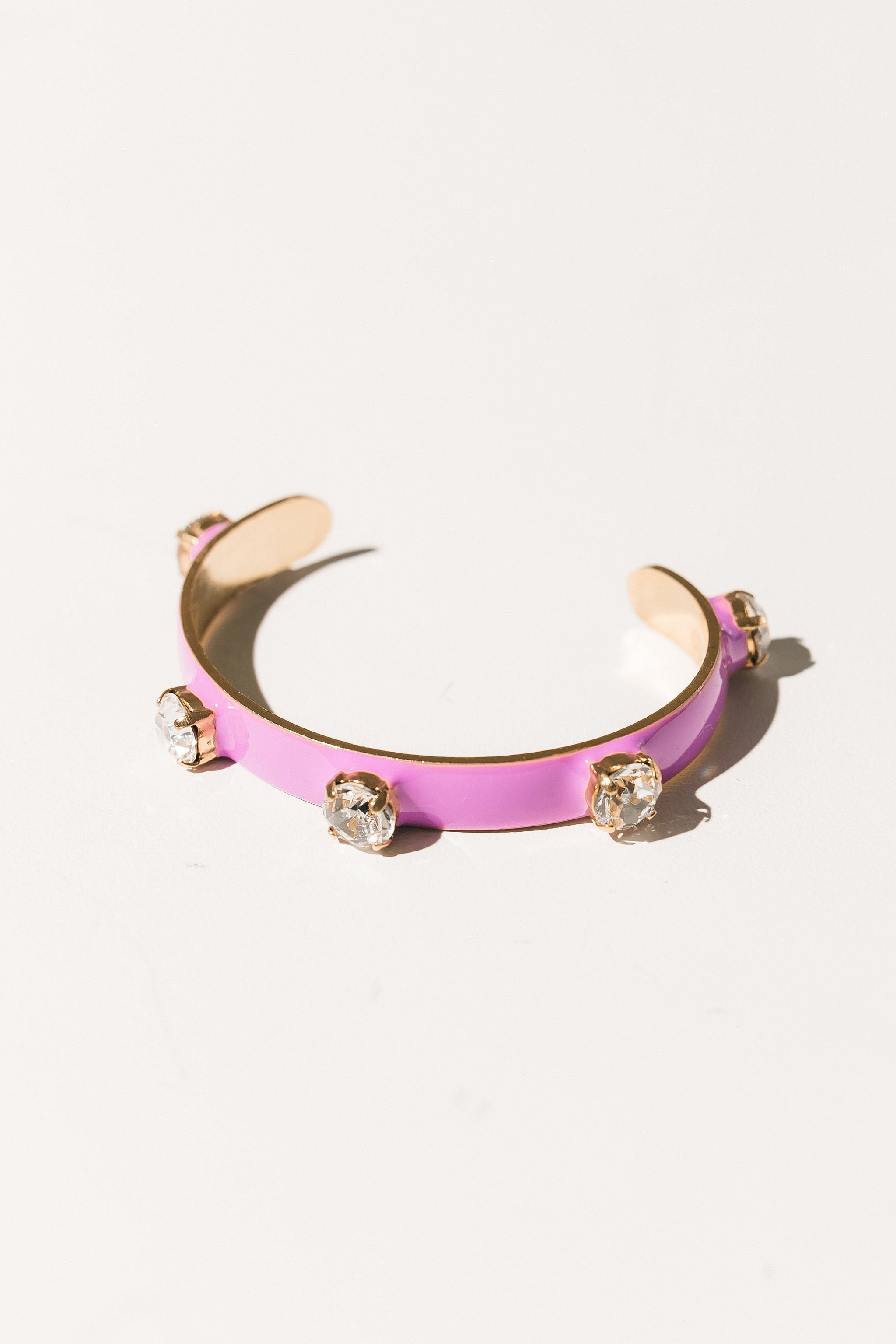 TOVA Kennedy Cuff in Fairy Dust Lavendelle worn on wrist – lavender crystal cuff from Lexi Jade's Boutique