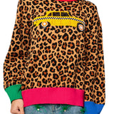 Leopard Colorblock Trim Taxi Cab Sweater | Queen Of Sparkles