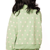 Dusty Green Polka Dot QOS Card Logo Mock Neck Sweatshirt | Queen Of Sparkles