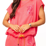 Neon Pink QOS Card Logo Draw String Tank | Queen Of Sparkles