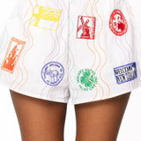 White Multi Passport Stamp Short | Queen Of Sparkles