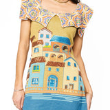 Multi Italian Tile Collar Houses On Water Knit Sweater Dress | Queen Of Sparkles