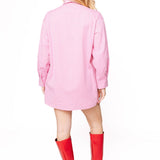 Pink Queen Card Button Up Collar Cotton Dress | Queen Of Sparkles
