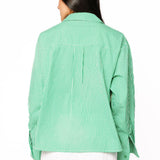 Green & White Gingham Mardi Gras Icon Button Up Cotton Top | Queen Of Sparkles