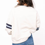 Beige 'Ski' Snowflake & Skier Stripe Sleeve Sweatshirt | Queen Of Sparkles